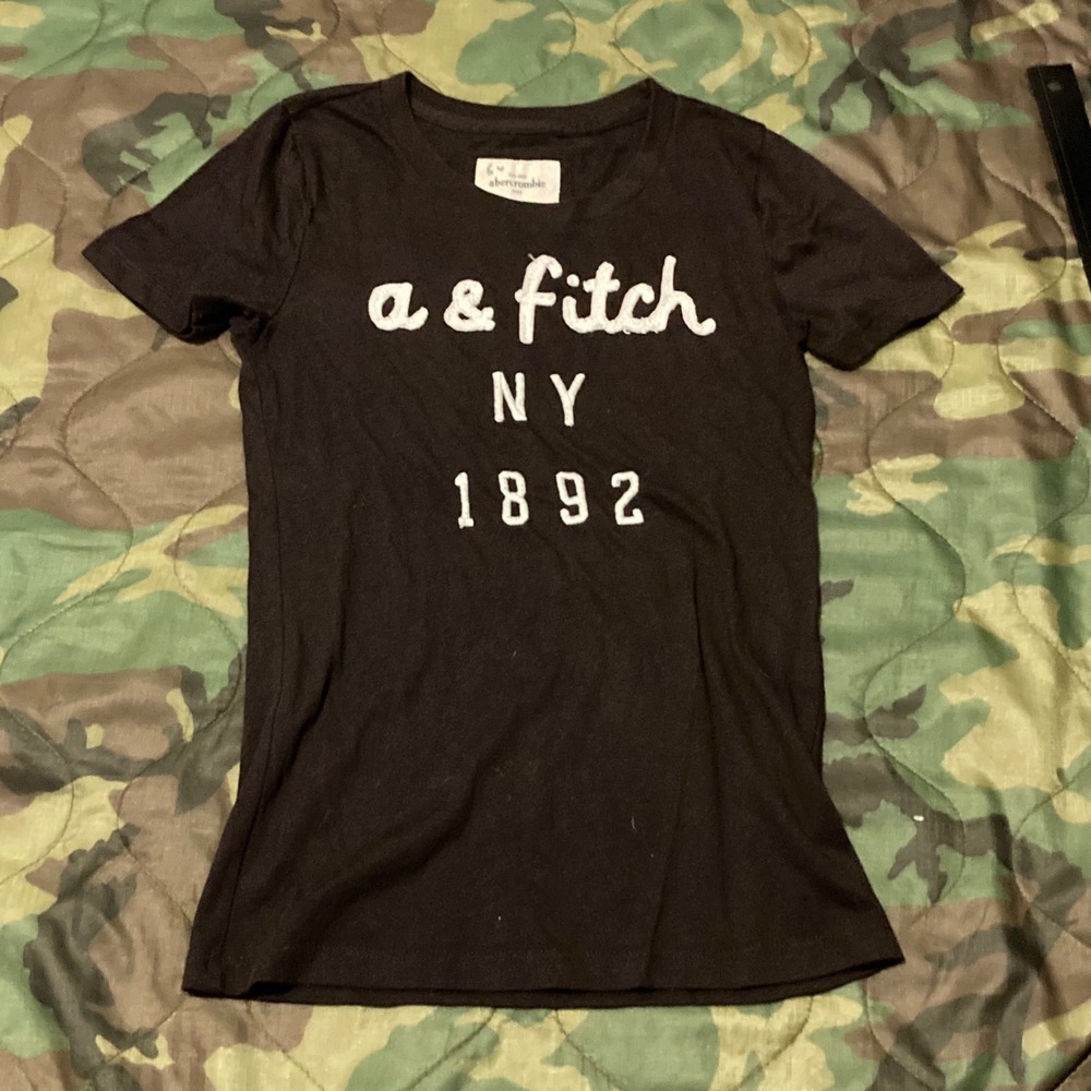 Abercrombie & Fitch brown embroidered baby tee cap sleeve‎ kids M/14